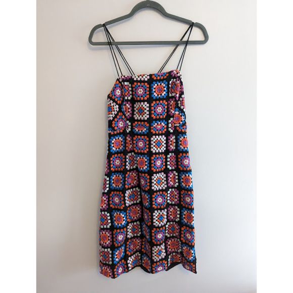 Anthropologie Granny Square Crochet Midi Dress Size 8 - Picture 5 of 9